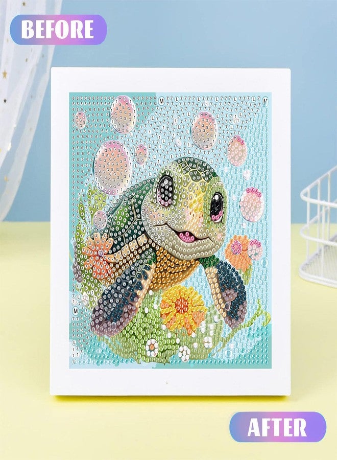 xackcme Sea Turtle Diamond Art Painting Kits for Kids with Frame, Animal Diamond Art for Kids Ages 4-8-12, Easy Kid Gem Painting Kit with Beautiful Package for Gift Home Wall Decor (7x7 inch) - Image 3